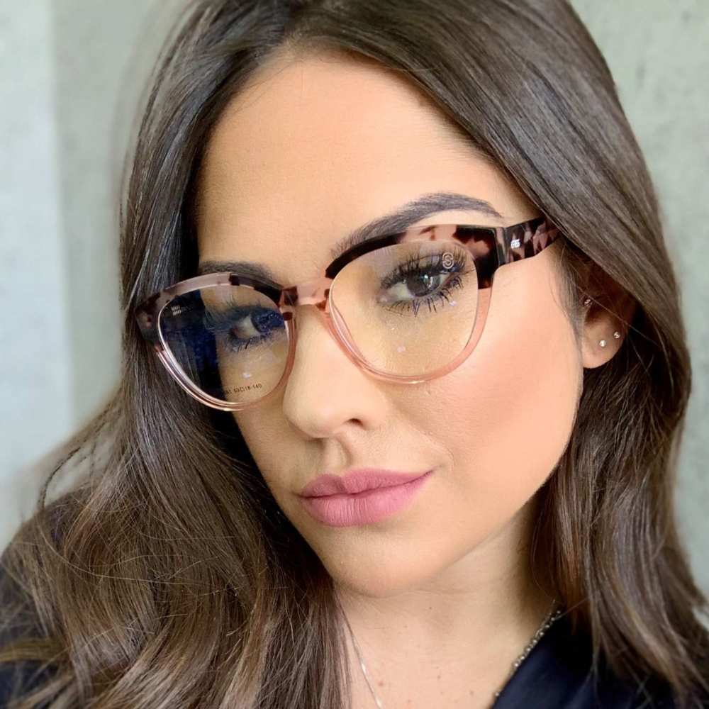 oticagriss armacao para oculos de grau griss 101 rosa com tartaruga