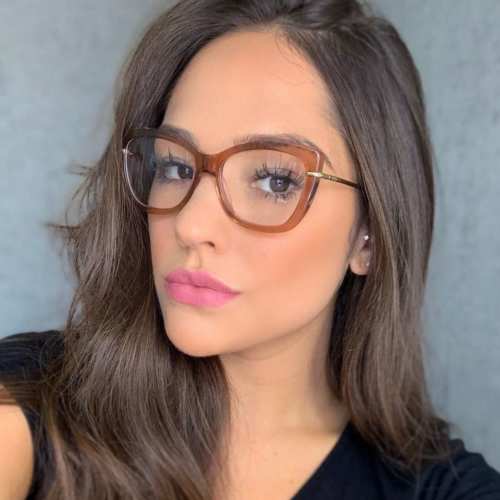 oticagriss armacao para oculos de grau griss 113 marrom transparente