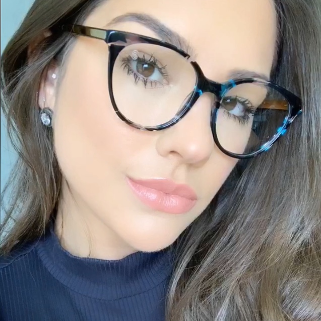 oticagriss armacao para oculos de grau griss 114 preto com azul