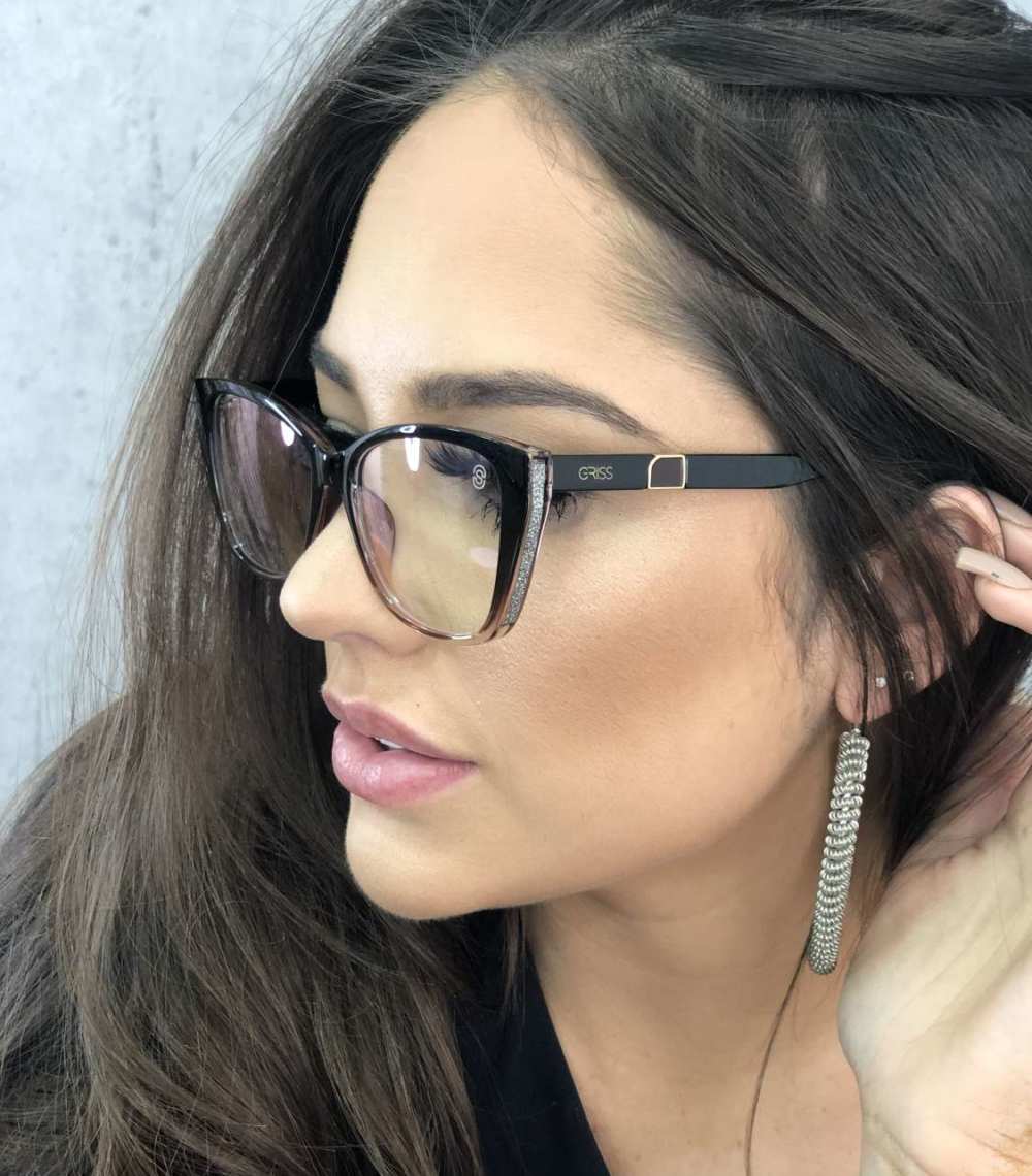 oticagriss armacao para oculos de grau griss 119 marrom degrade