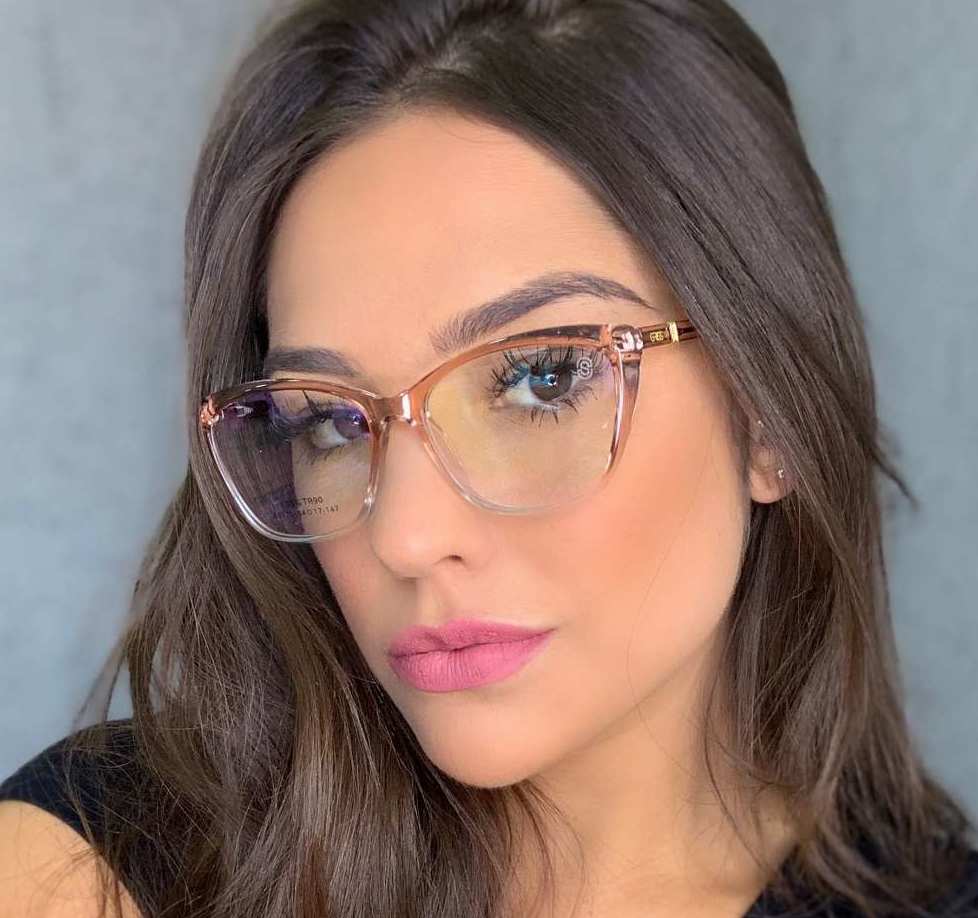 oticagriss armacao para oculos de grau griss 120 rosa transparente