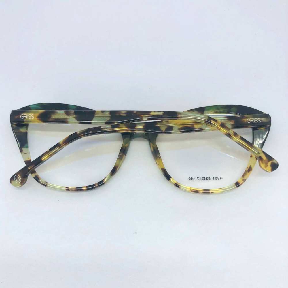 oticagriss armacao para oculos de grau griss 122 tartaruga com verde