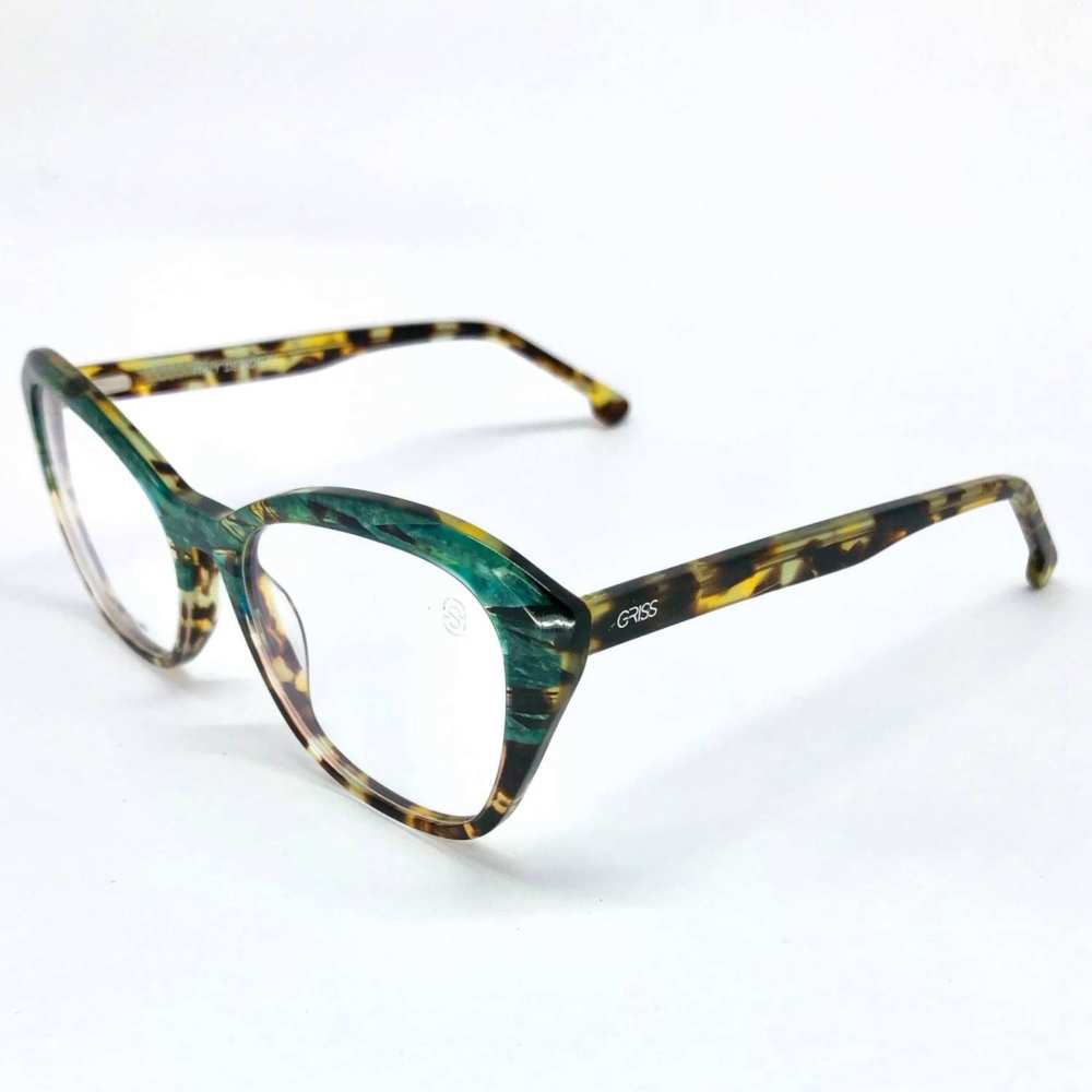 oticagriss armacao para oculos de grau griss 122 tartaruga com verde 2