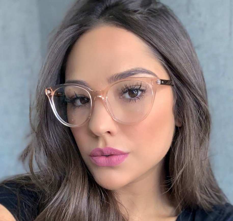 oticagriss armacao para oculos de grau griss 114 rosa transparente