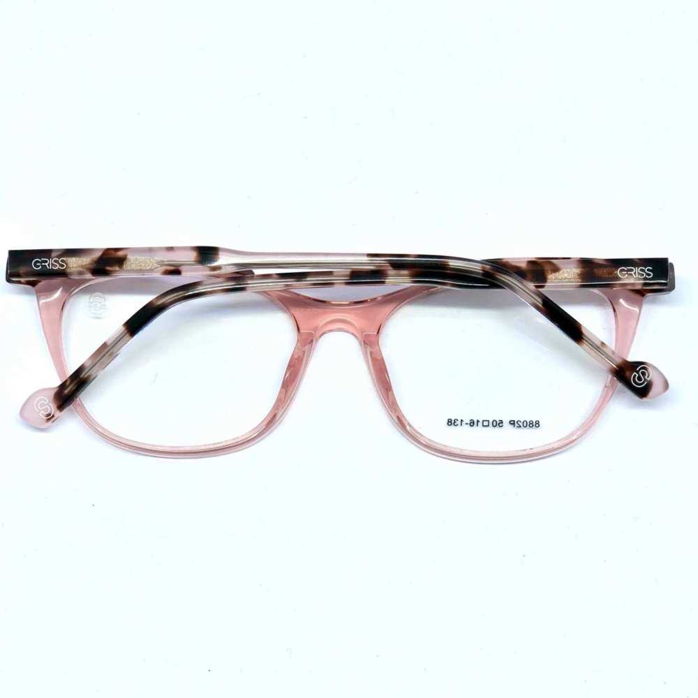 oticagriss armacao para oculos de grau griss 124 tartaruga com rosa transparente 2