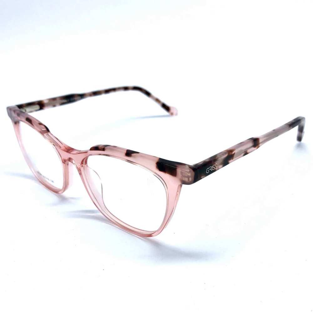 oticagriss armacao para oculos de grau griss 124 tartaruga com rosa transparente 3