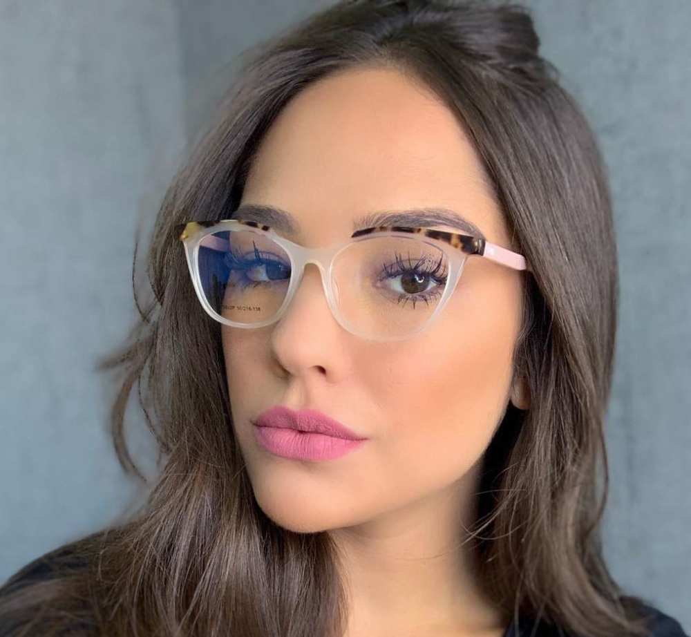 oticagriss armacao para oculos de grau griss 124 tartaruga com transparente