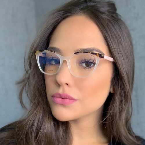 oticagriss armacao para oculos de grau griss 124 tartaruga com transparente