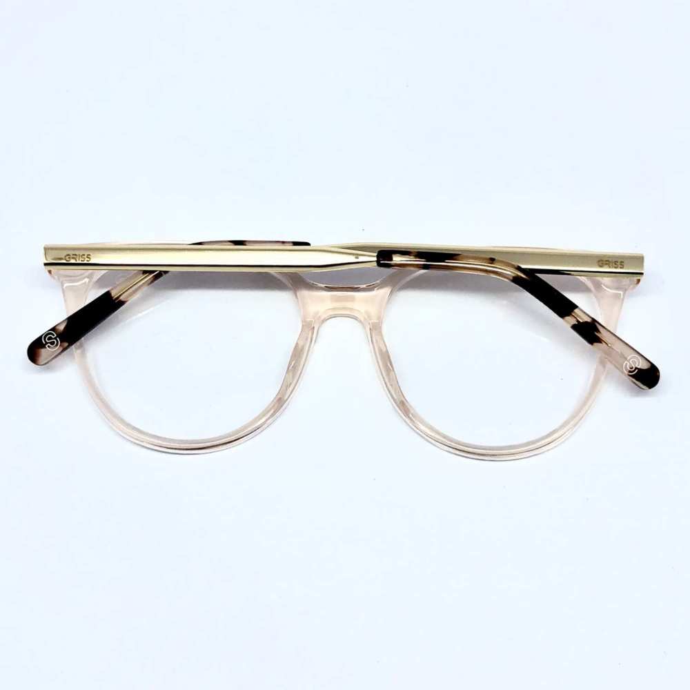 oticagriss armacao para oculos de grau griss 127 dourado transparente 2