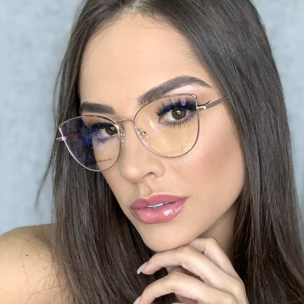 oticagriss armacao para grau gatinho 137 dourada com preto