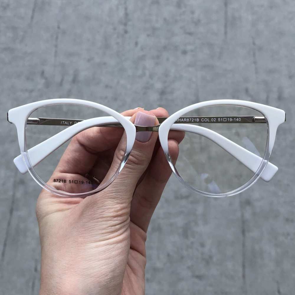 oticagriss armacao para grau redondo 140 branco com transparente 7