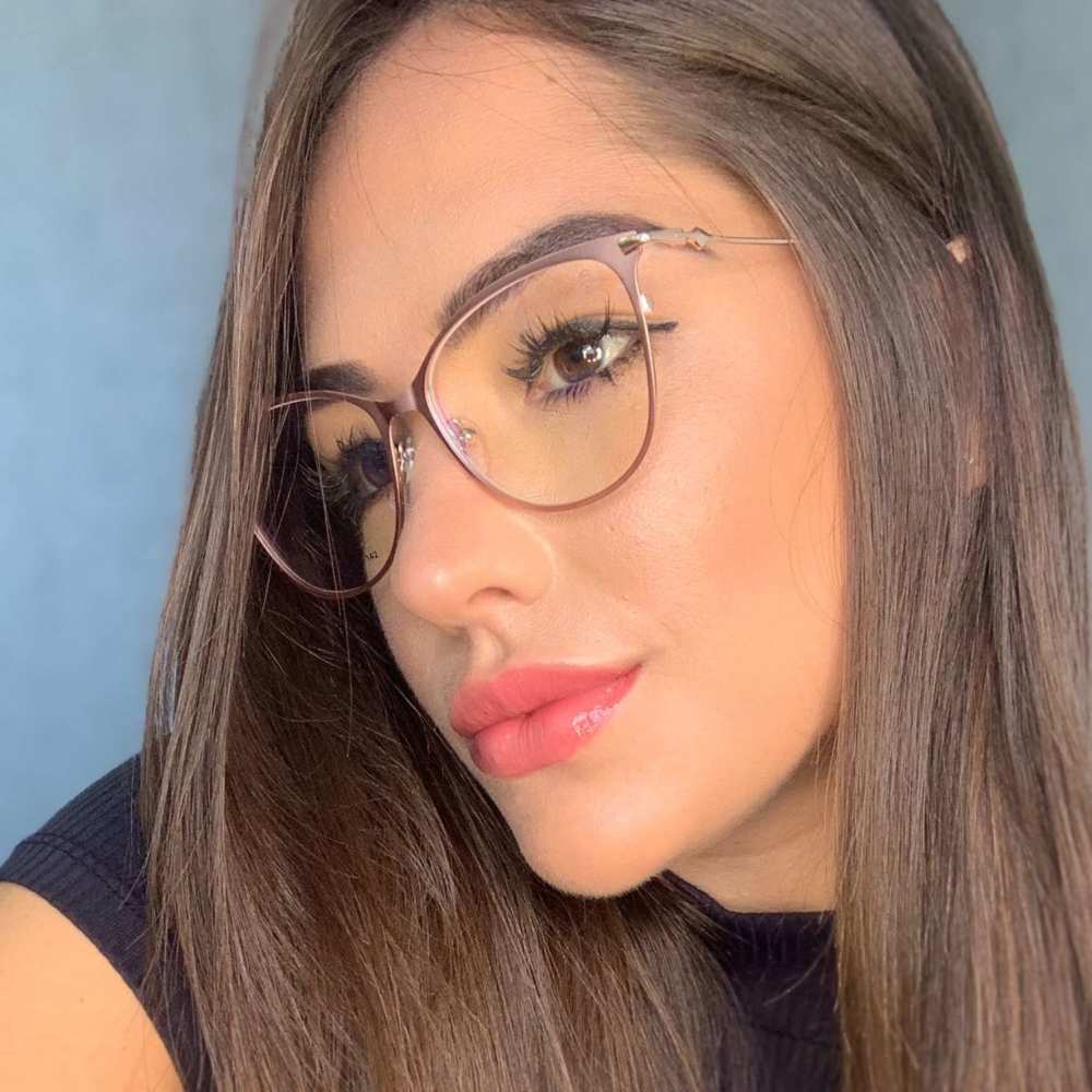 oticagriss armacao para grau retangular 153 rose