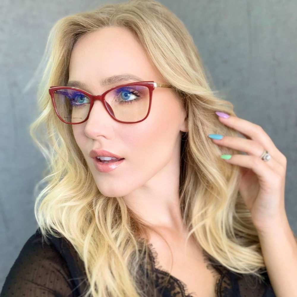 oticagriss armacao para grau retangular 155 vermelho 1