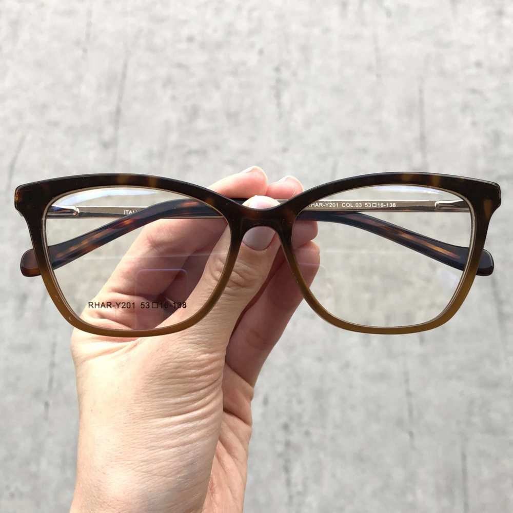 oticagriss armacao para grau retangular 156 tartaruga marrom 2