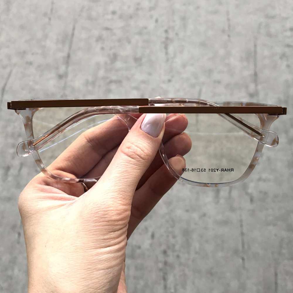 oticagriss armacao para grau retangular 156 transparente com marrom