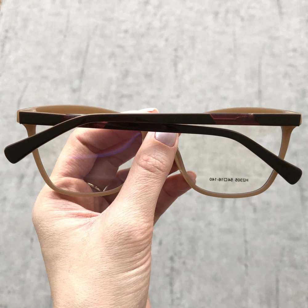 oticagriss armacao para grau retangular 159 marrom com nude 1