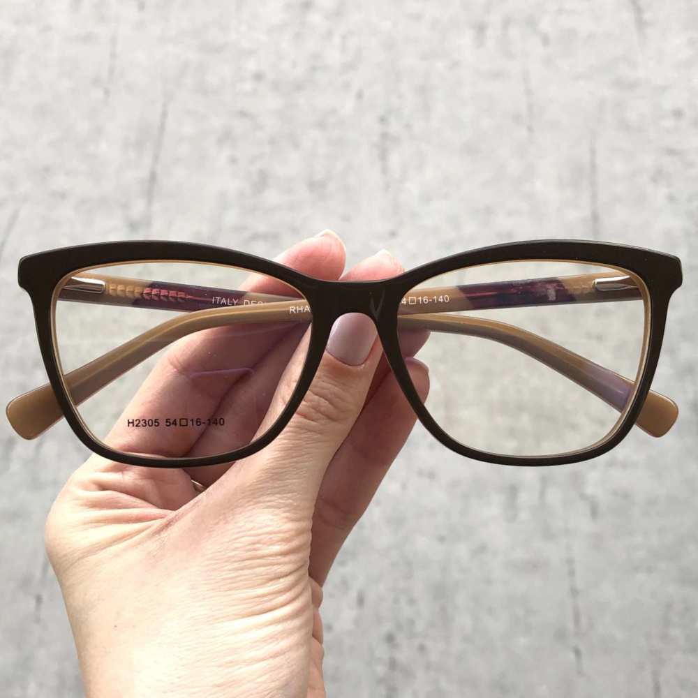 oticagriss armacao para grau retangular 159 marrom com nude