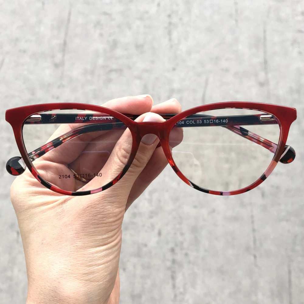 oticagriss armacao para grau retangular 161 vermelho