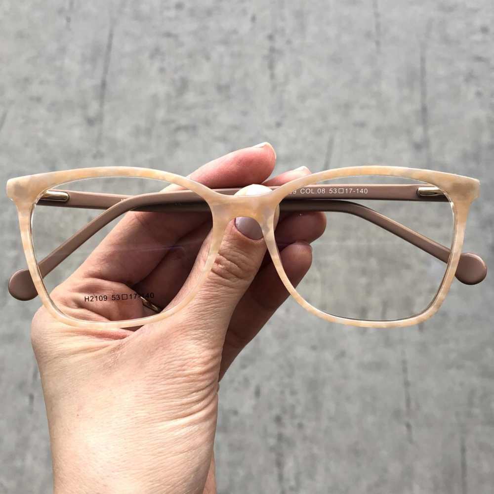 oticagriss armacao para grau retangular 163 nude 2