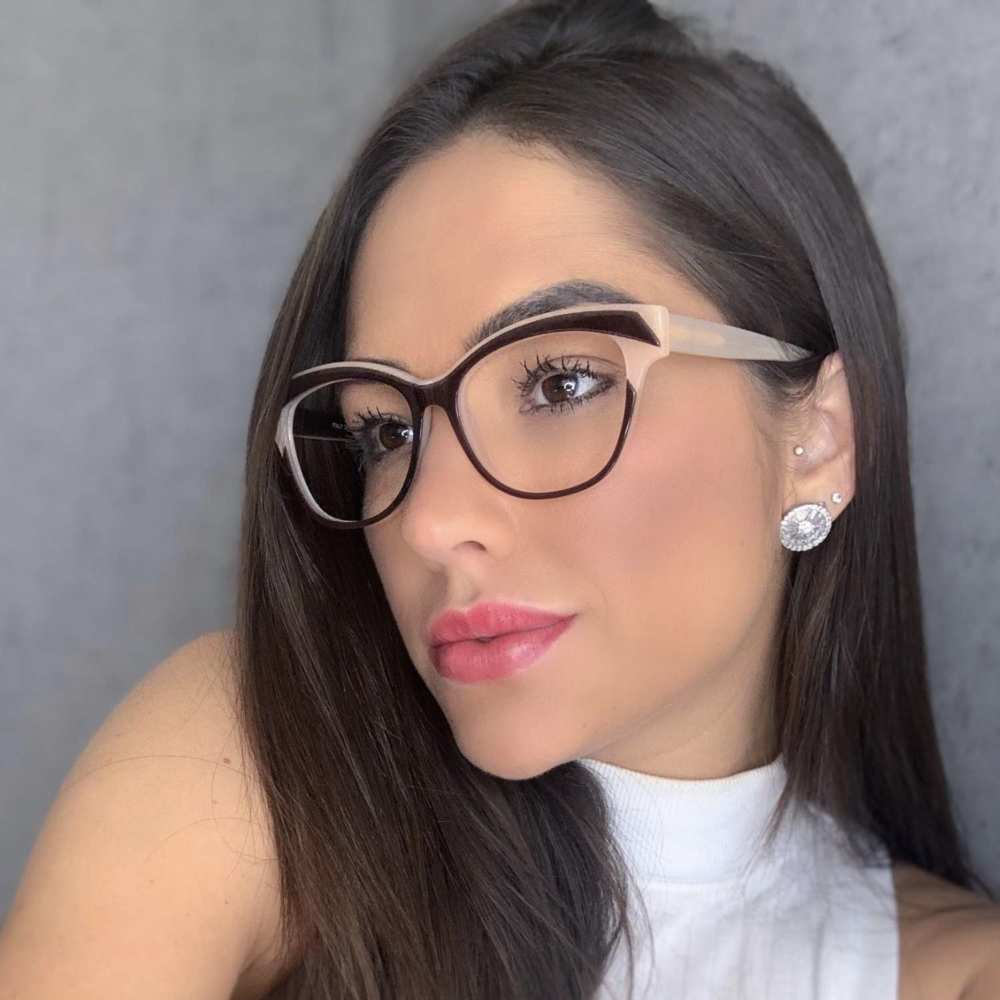 oticagriss armacao para grau retangular 165 marrom com nude 2