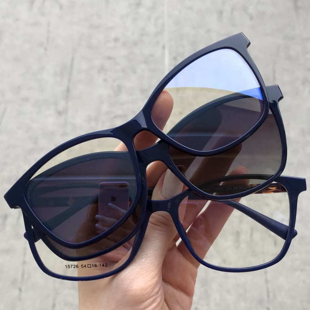 oticagriss oculos clip on retangular 168 azul com tartaruga