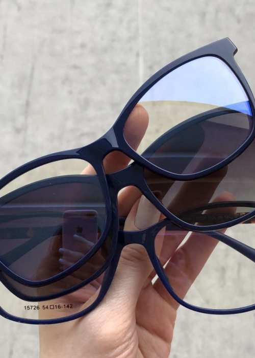 oticagriss oculos clip on retangular 168 azul com tartaruga