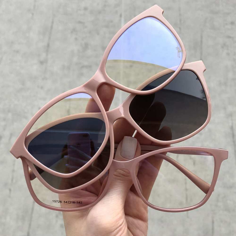 oticagriss oculos clip on retangular 168 rosa 3