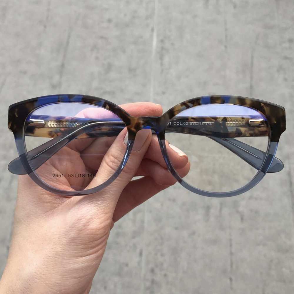 oticagriss oculos de grau redondo azul com tartaruga 173