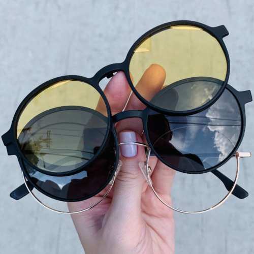 oticagriss oculos clip on redondo dourado185 6