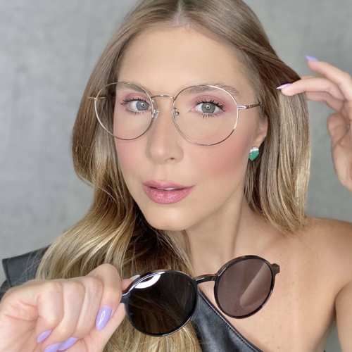 oticagriss oculos clip on redondo grafite 185