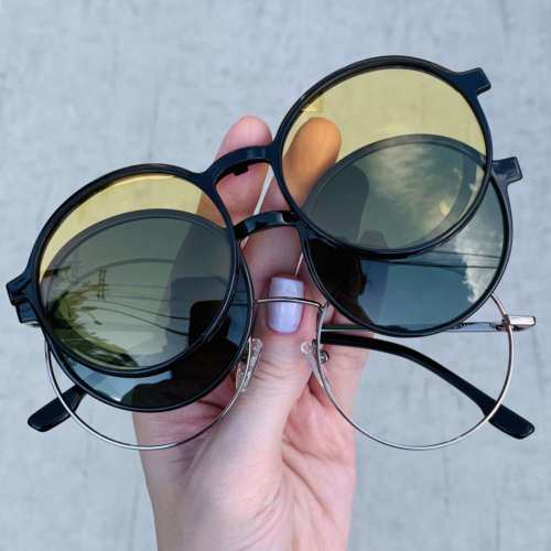 oticagriss oculos clip on redondo grafite 185 6