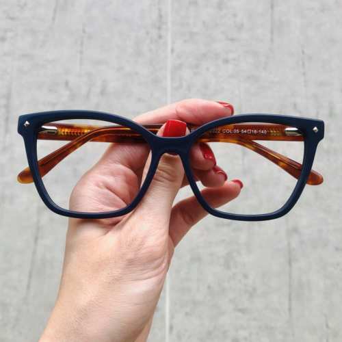 oticagriss oculos de grau quadrado azul com tartaruga 183
