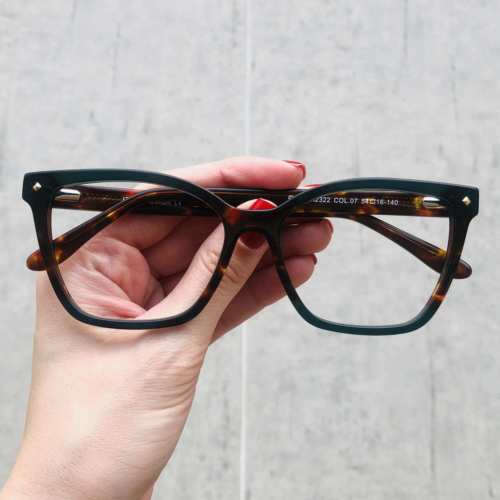 oticagriss oculos de grau quadrado verde com tartaruga 183