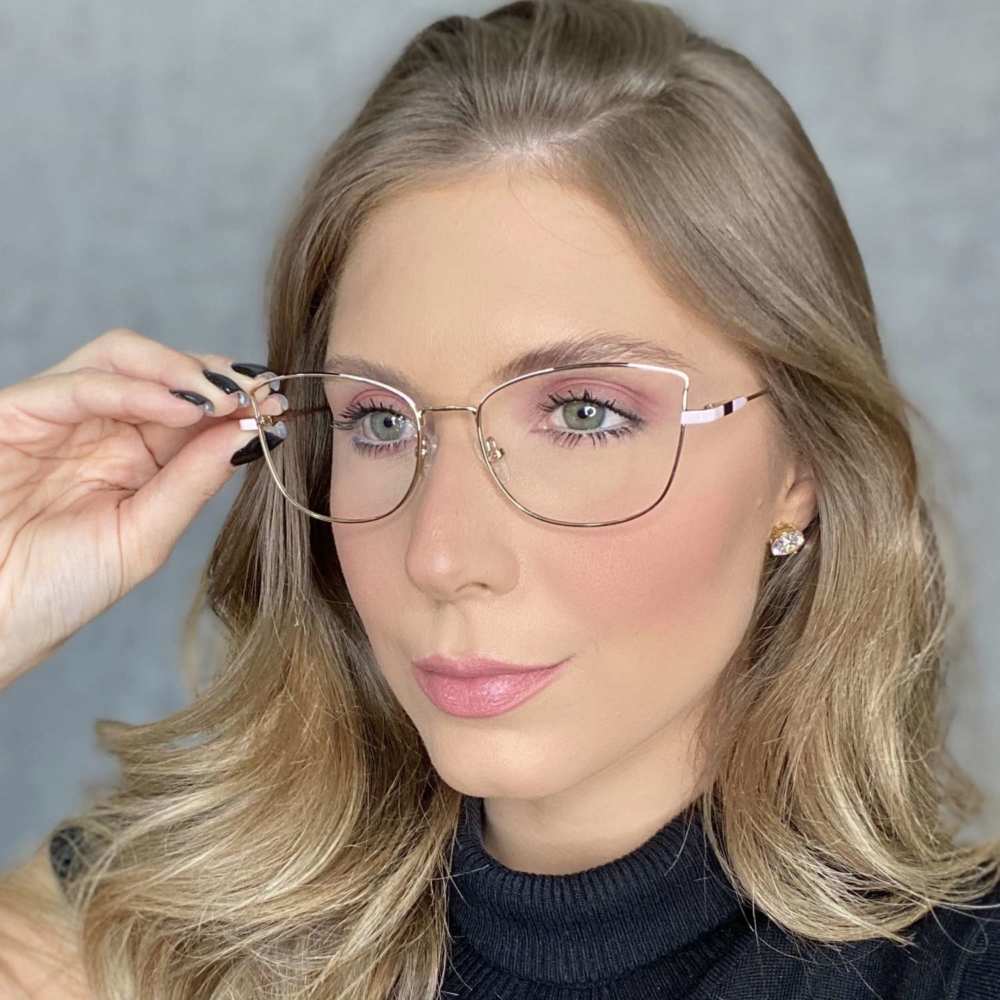 oticagriss oculos de grau quadrado dourado com rosa 194 2 oticagriss oculos de grau quadrado dourado com rosa 194 2