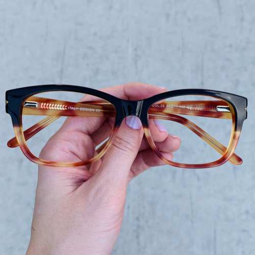 oticagriss oculos de grau retangular preto com tartaruga 188