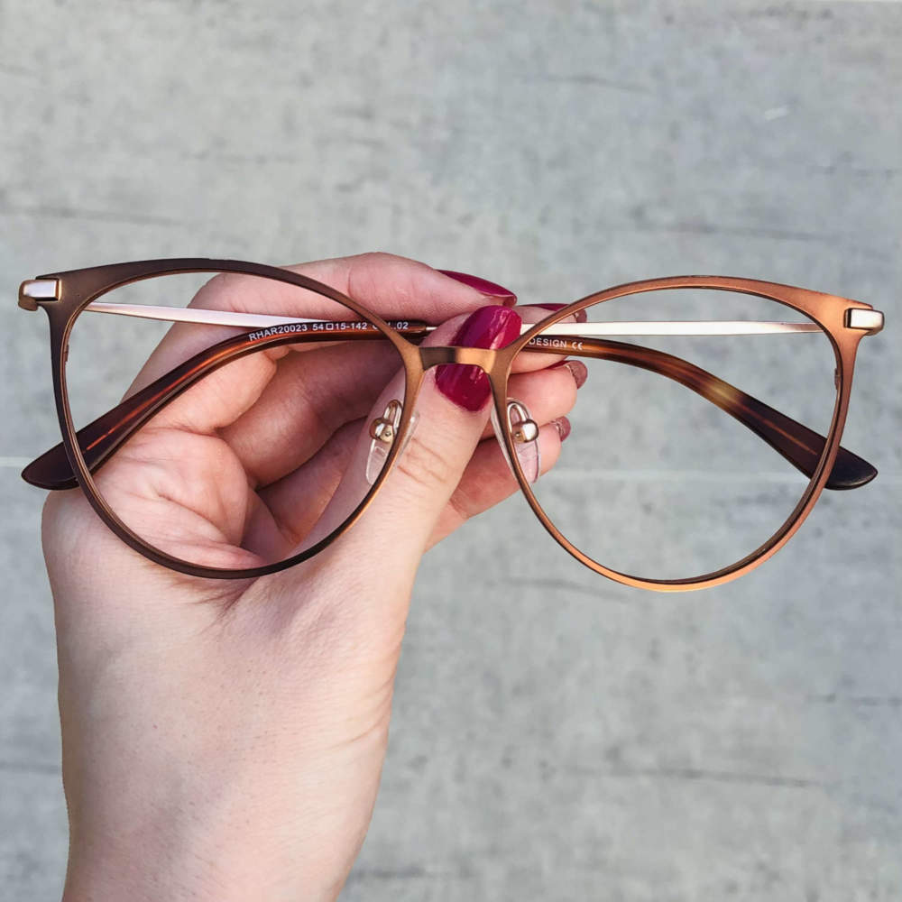 oticagriss oculos de grau gatinho marrom 200