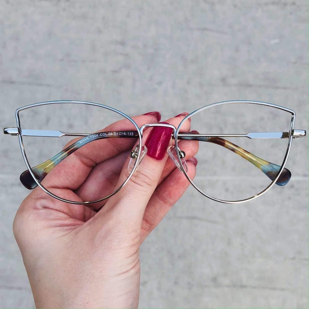 oticagriss oculos de grau gatinho prata com verde 201 oticagriss oculos de grau gatinho prata com verde 201
