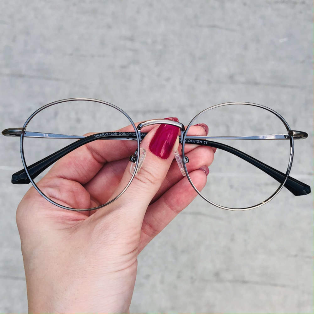 oticagriss oculos de grau redondo grafite 198