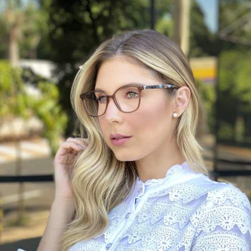 oticagriss oculos de grau retangular 158 marrom com rajado 1