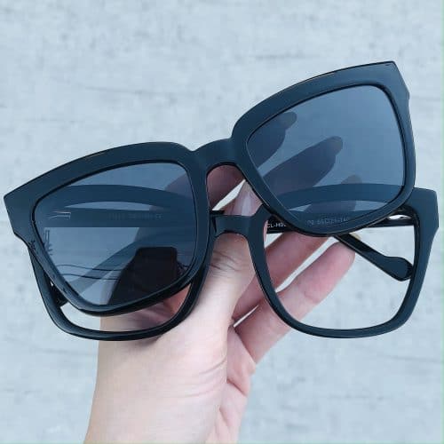 oticagriss oculos clip on em acetato quadrado preto 227