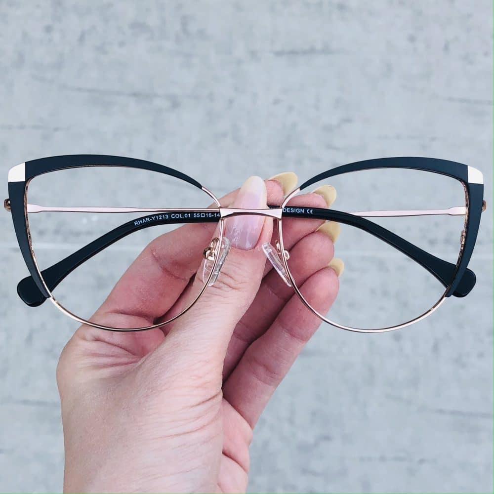 oticagriss oculos de grau em metal gatinho preto 222