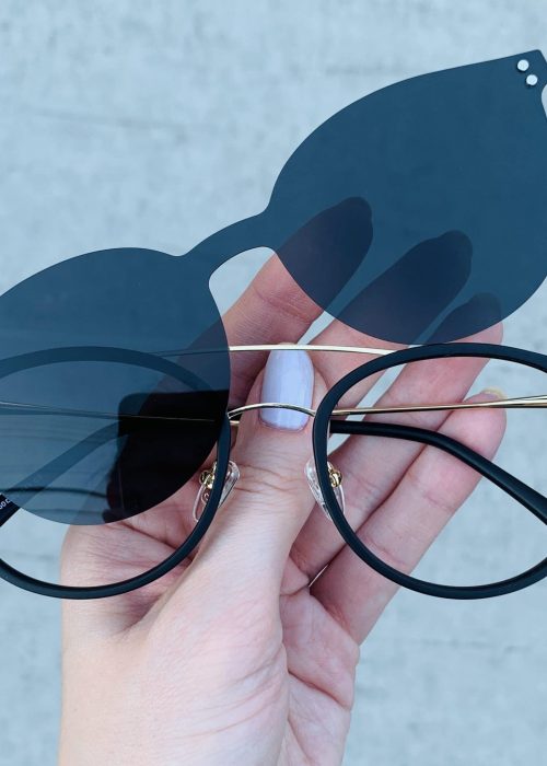 oticagriss oculos clip on 2 em 1 redondo dourado com preto 239
