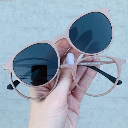 oticagriss oculos clip on 2 em 1 redondo nude 241