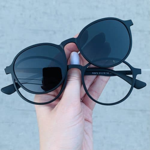 oticagriss oculos clip on 2 em 1 redondo preto fosco 237