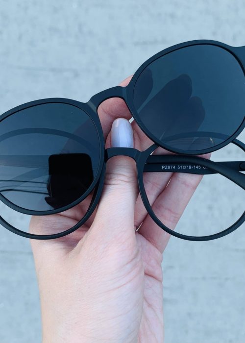 oticagriss oculos clip on 2 em 1 redondo preto fosco 237