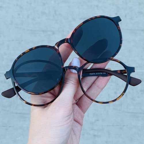 oticagriss oculos clip on 2 em 1 redondo tartaruga 237