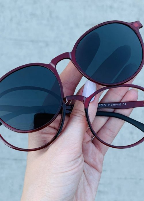 oticagriss oculos clip on 2 em 1 redondo vermelho 237