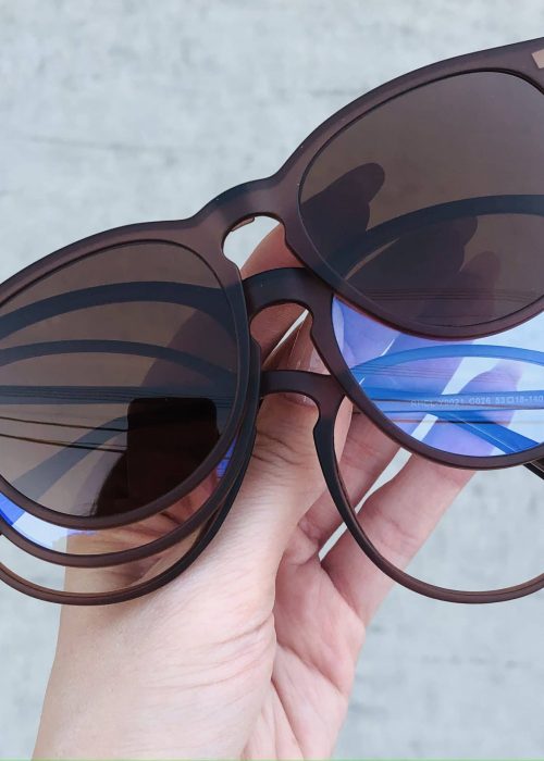 oticagriss oculos clip on 3 em 1 retangular marrom 231
