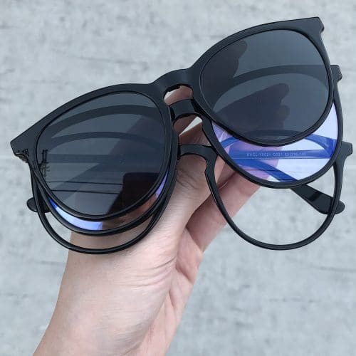 oticagriss oculos clip on 3 em 1 retangular preto 231