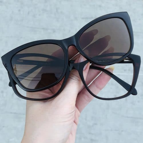 oticagriss oculos clip on em acetato gatinho marrom 228